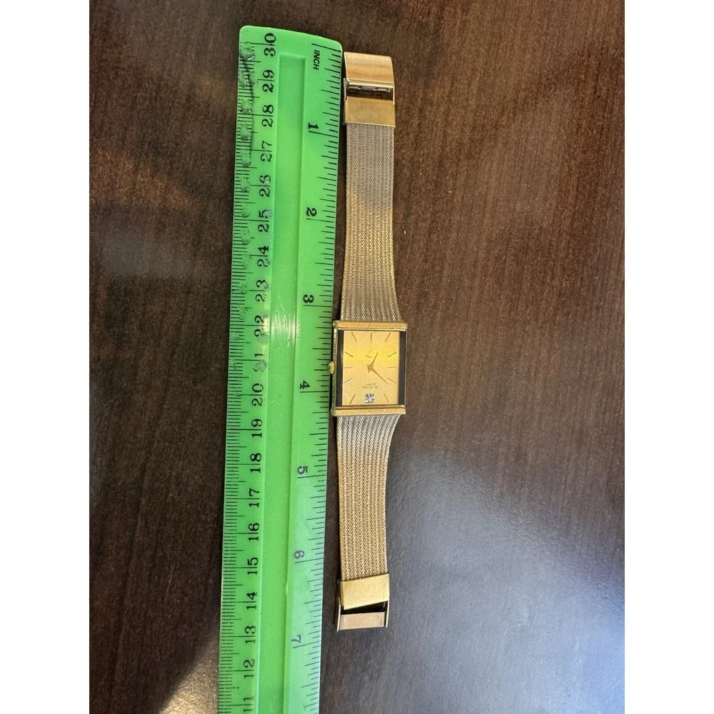 BULOVA Gold Quartz Mens Watch Co.P9 92R06 Gem Rectangle Face Needs Battery‎